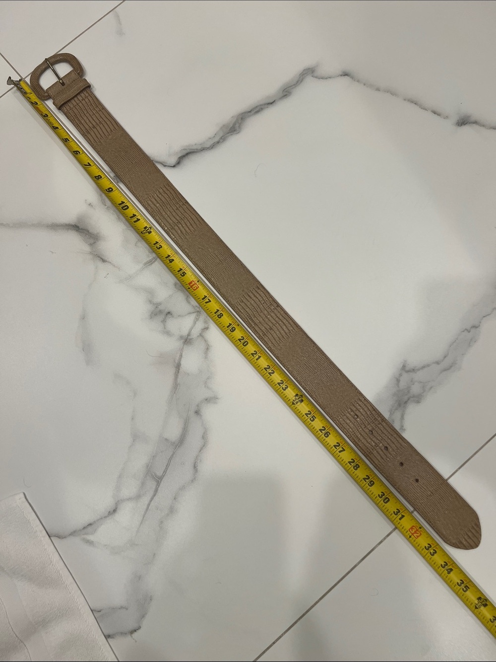 Ann Taylor Women's Beige Textured Leather Belt with Leather Buckle